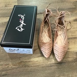 Blush lace up flats